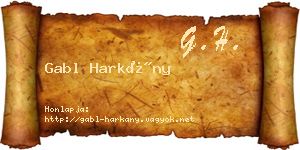Gabl Harkány névjegykártya